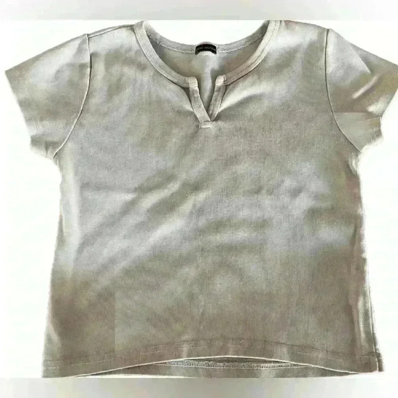 Brandy Melville Tops - BRANDY MELVILLE Women's Light Blue Short Sleeve Shirt Cropped V-Neck Size OS